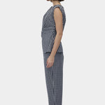 Rita Row Cep Pants black gingham straight leg trousers side profile view