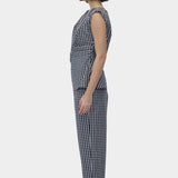 Rita Row Cep Pants black gingham straight leg trousers side profile view