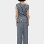 Rita Row Cep Pants black gingham cotton straight leg trousers with elastic waistband back view