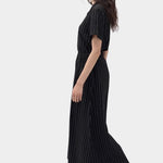Rita Row Dolors pant in black pinstripe wide leg pants side view with cropped length