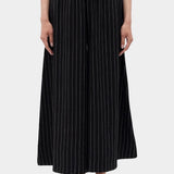 Rita Row Dolors pant in black pinstripe wide leg pants front view with elastic waistband