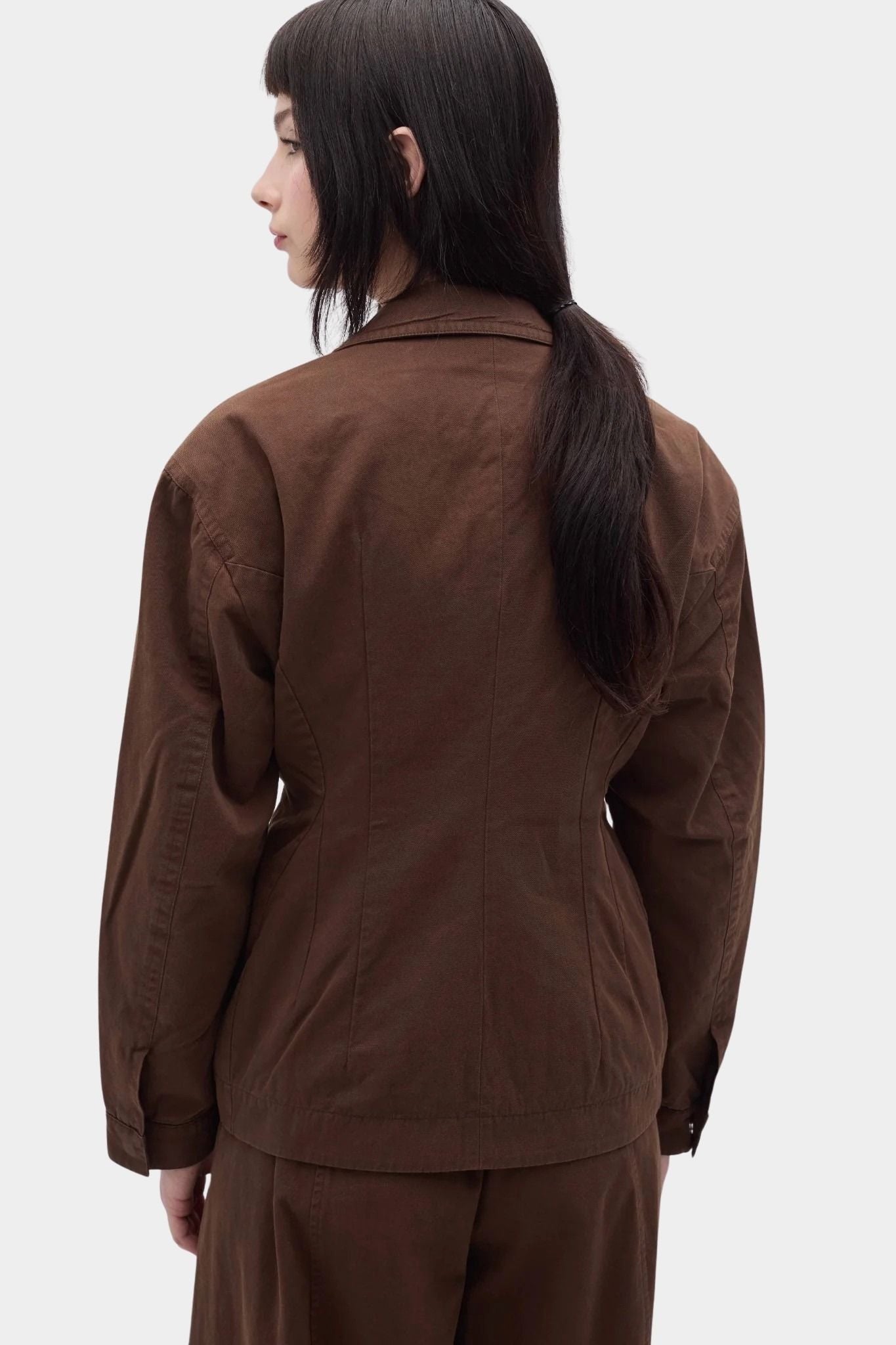 Rita Row Minos Jacket brown cotton zip front jacket back view