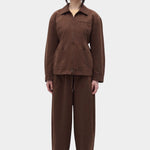 Rita Row Paradiso Pants brown cotton barrel leg pants full outfit front view