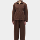 Rita Row Paradiso Pants brown cotton barrel leg pants full outfit front view