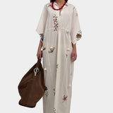 Begonia Cotton Poplin Maxi Dress, Cream Multi Duchess