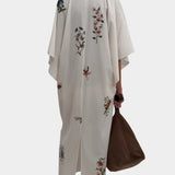 Begonia Cotton Poplin Maxi Dress, Cream Multi Duchess