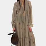 Rodebjer Emerald maxi dress duchess floral full length front view