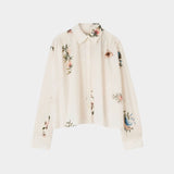 Taylor Poplin Cropped Shirt, Cream Multi Duchess