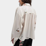 Taylor Poplin Cropped Shirt, Cream Multi Duchess