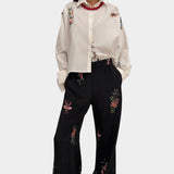 Taylor Poplin Cropped Shirt, Cream Multi Duchess