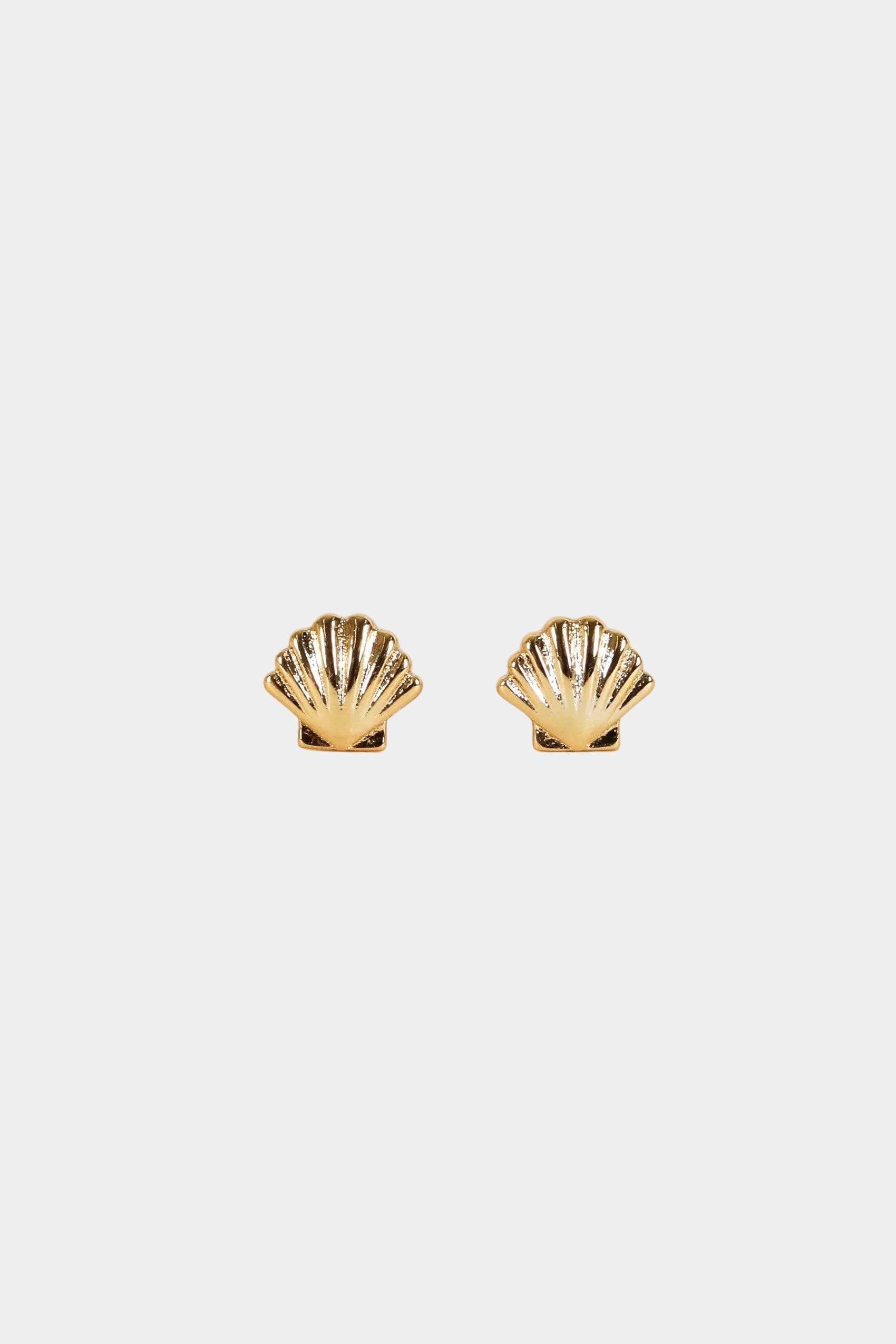 Earrings - YUCCA, gold seashell stud earrings with etched detailing and sterling silver posts, lightweight everyday studs.