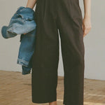 Shaina Mote Boy Trouser Chocolate detail front pleated waist high rise structured pant