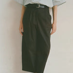 Shaina Mote Boy Trouser Onyx side view relaxed wide leg cropped black pant with sandals