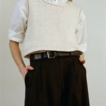 Shaina Mote Classic Belt Black styled with trousers minimal black leather belt everyday styling