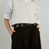 Shaina Mote Classic Belt Black styled with trousers minimal black leather belt everyday styling