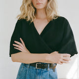 Shaina Mote Classic Belt Black styled with denim high rise jeans black leather belt silver buckle