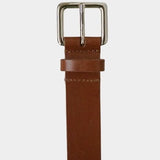 Shaina Mote Classic Belt Cognac buckle detail polished silver hardware on cognac leather belt