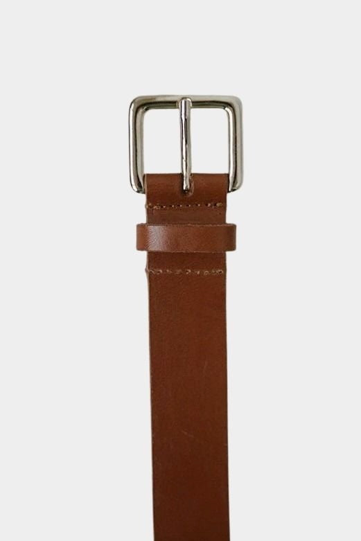 Shaina Mote Classic Belt Cognac buckle detail polished silver hardware on cognac leather belt