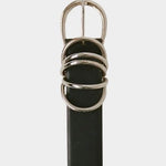 Shaina Mote Loops Belt Onyx product detail polished silver loops on black leather belt