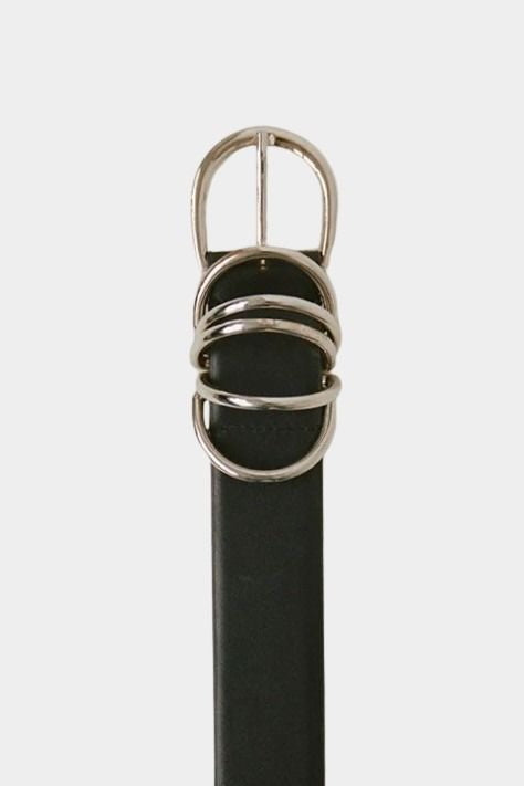 Shaina Mote Loops Belt Onyx product detail polished silver loops on black leather belt