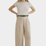 Shaina Mote Summer Chino Beige full length front view relaxed wide leg cropped chino pants