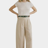 Shaina Mote Summer Chino Beige full length front view relaxed wide leg cropped chino pants