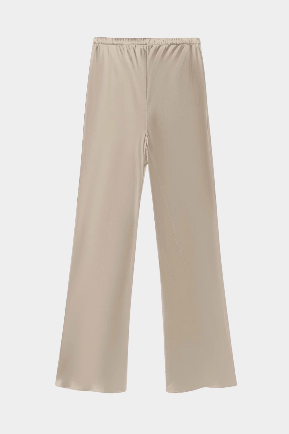 Silk Laundry bias cut silk satin pants hazelnut front view