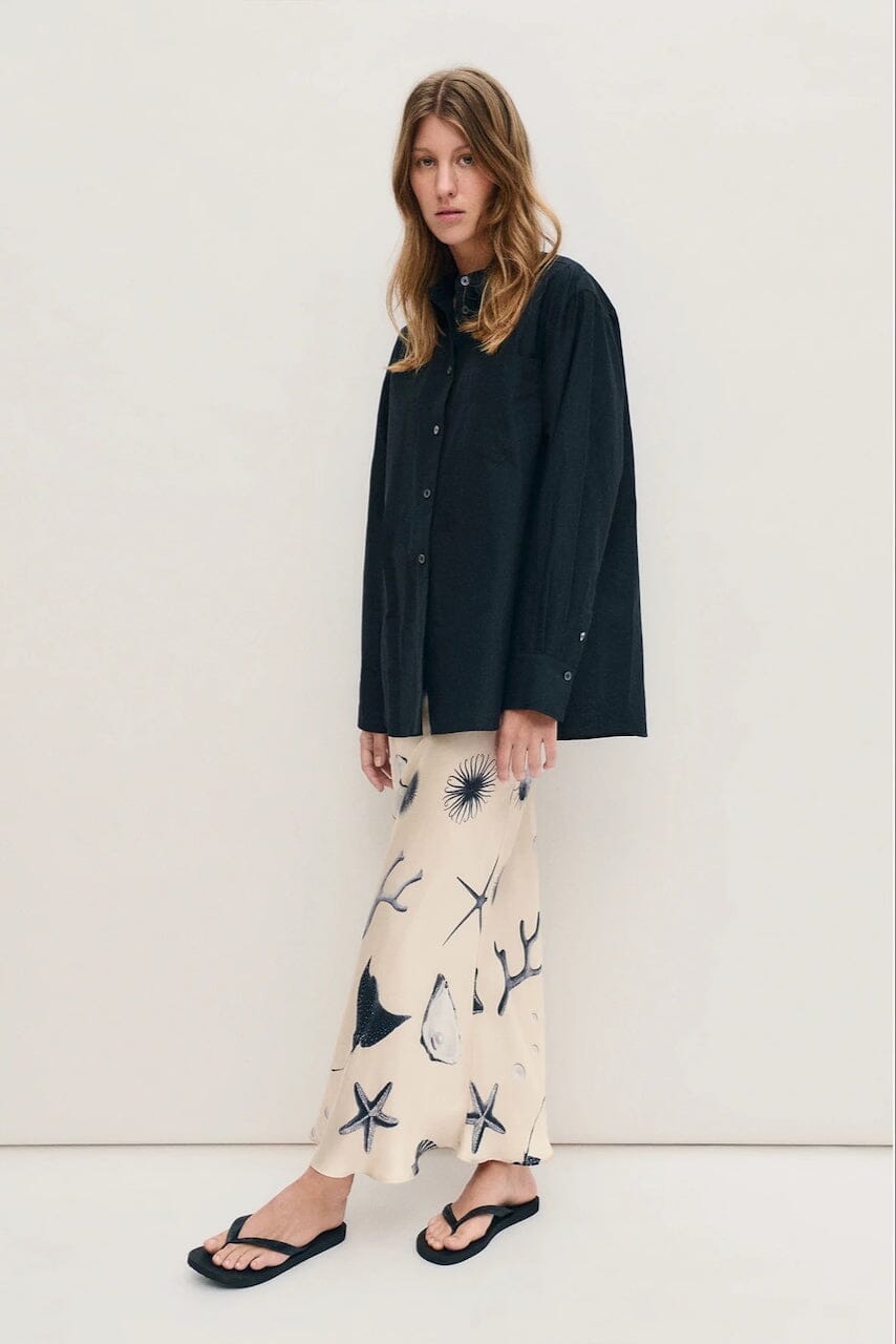 Silk Laundry - Long Bias Cut Skirt - Seashells - Skirts - YUCCA, Women’s clothing store Denver, women’s elevated skirts.