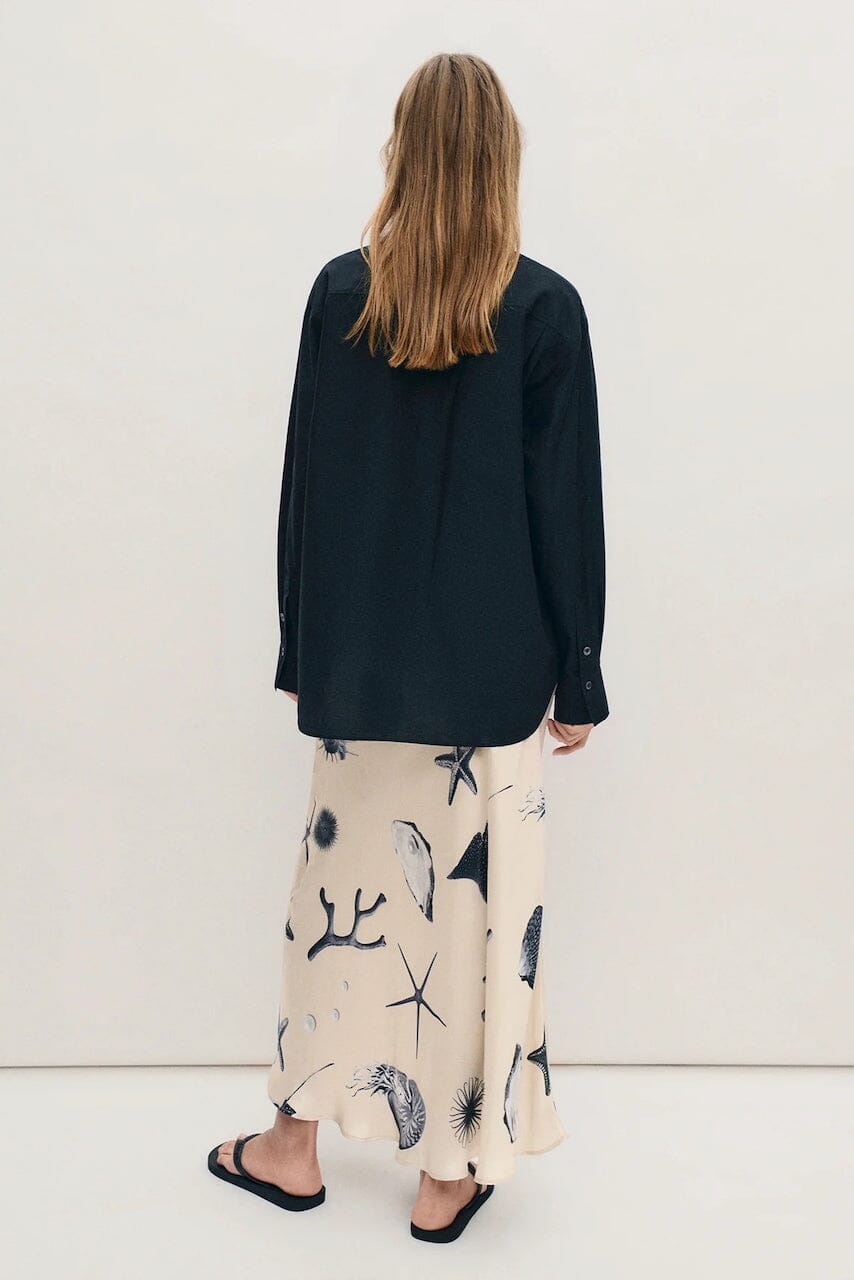 Silk Laundry - Long Bias Cut Skirt - Seashells - Skirts - YUCCA, Women’s clothing store Denver, women’s elevated skirts.