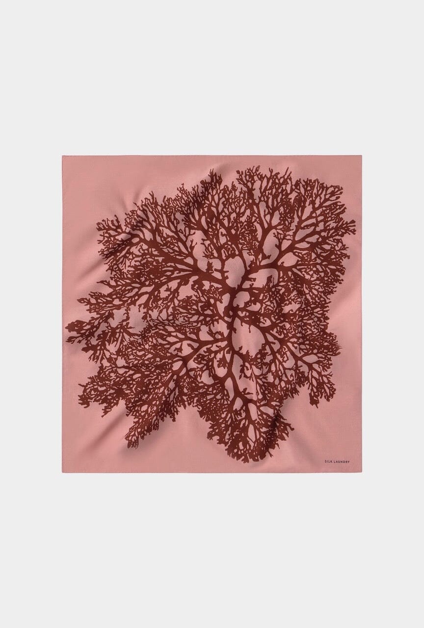 Silk Laundry - Cotton Silk Scarf - Pressed Coral - Bandana - YUCCA, artistic accessorie, boutique near me, shop local denver.