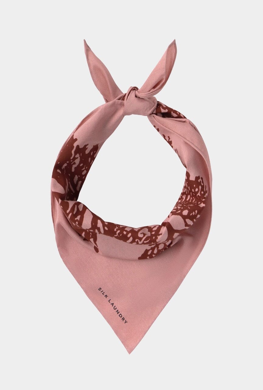 Silk Laundry - Cotton Silk Scarf - Pressed Coral - Bandana - YUCCA, artistic accessorie, boutique near me, shop local denver.