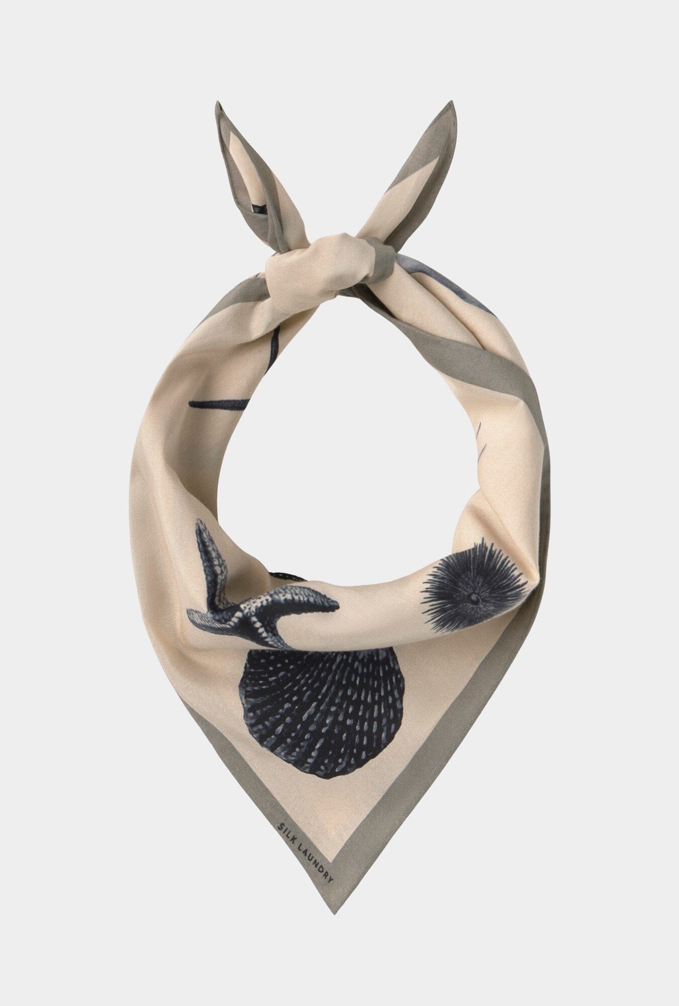 Silk Laundry - Cotton Silk Scarf - Seashells - Bandana - YUCCA, artistic accessories, boutique near me, shop local denver.