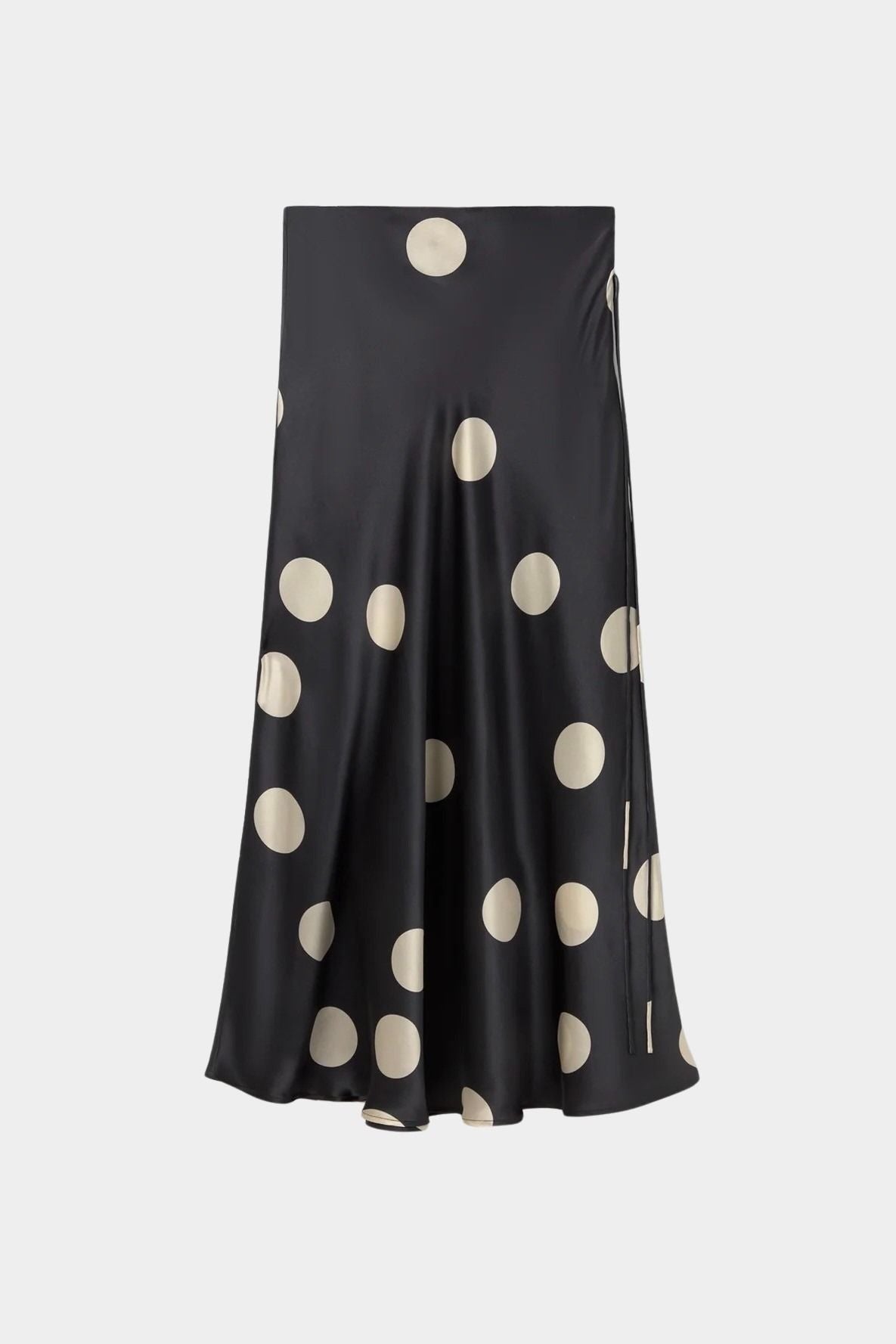 silk laundry long bias cut skirt large polka dot full length front view