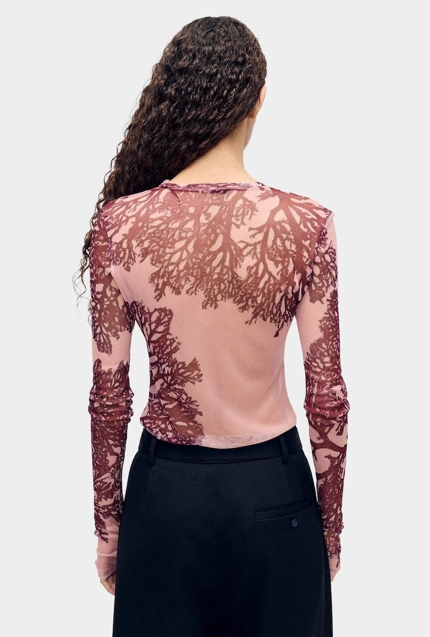 Silk Laundry | Mesh Long Sleeve In Pressed Coral - SHOP YUCCA Shirts & Tops SILK LAUNDRY - YUCCA 