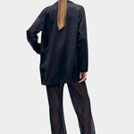 Silk Laundry relaxed black silk blazer back view