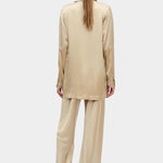Silk Laundry relaxed fit silk blazer in hazelnut back view