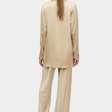 Silk Laundry relaxed fit silk blazer in hazelnut back view