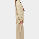 Silk Laundry relaxed silk blazer in hazelnut side view