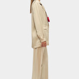 Silk Laundry relaxed silk blazer in hazelnut side view