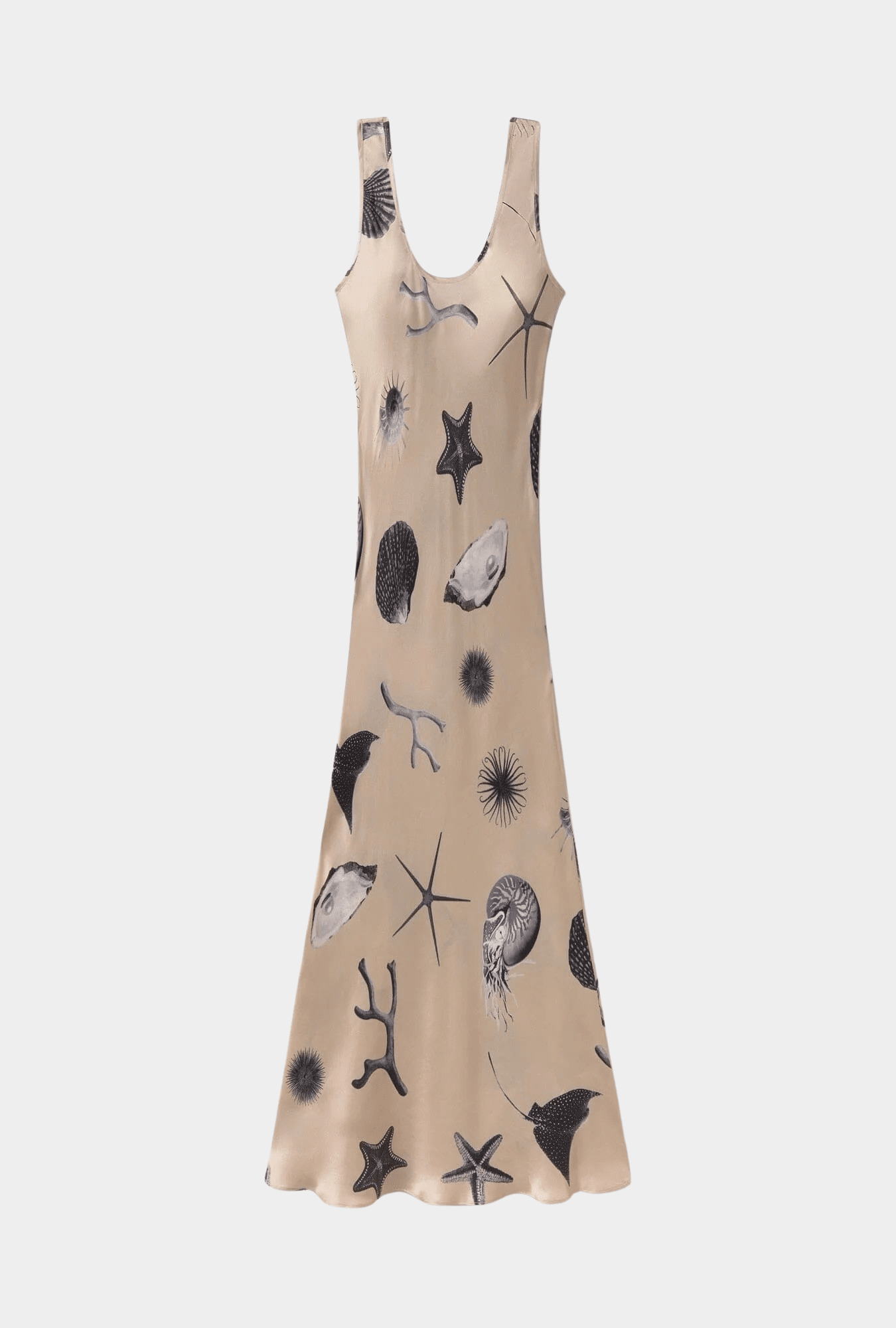 ◆Loulouseoul◆ Yucca Nylon Dress Beige S11825 SILK LAUNDRY | Scoop Neck Dress - Seashells - YUCCA