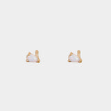 Earrings - YUCCA, white opal teardrop stud earrings with gold plating and sterling silver posts, refined everyday jewelry.