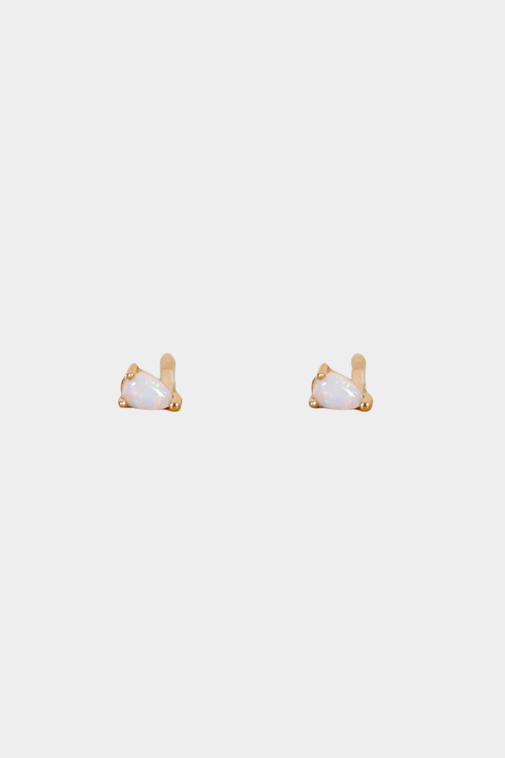 Earrings - YUCCA, white opal teardrop stud earrings with gold plating and sterling silver posts, refined everyday jewelry.