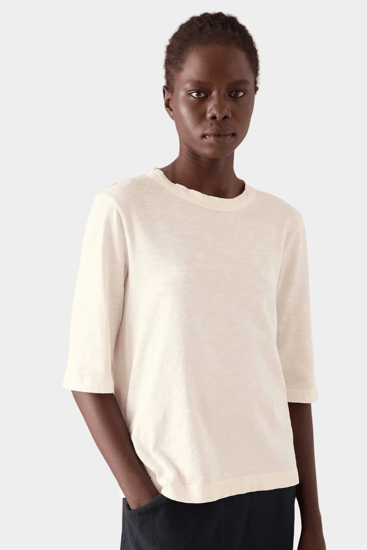 Toast | Cleo Garment Dyed Organic Cotton Tee In Chalk - SHOP YUCCA Shirts & Tops TOAST - YUCCA 