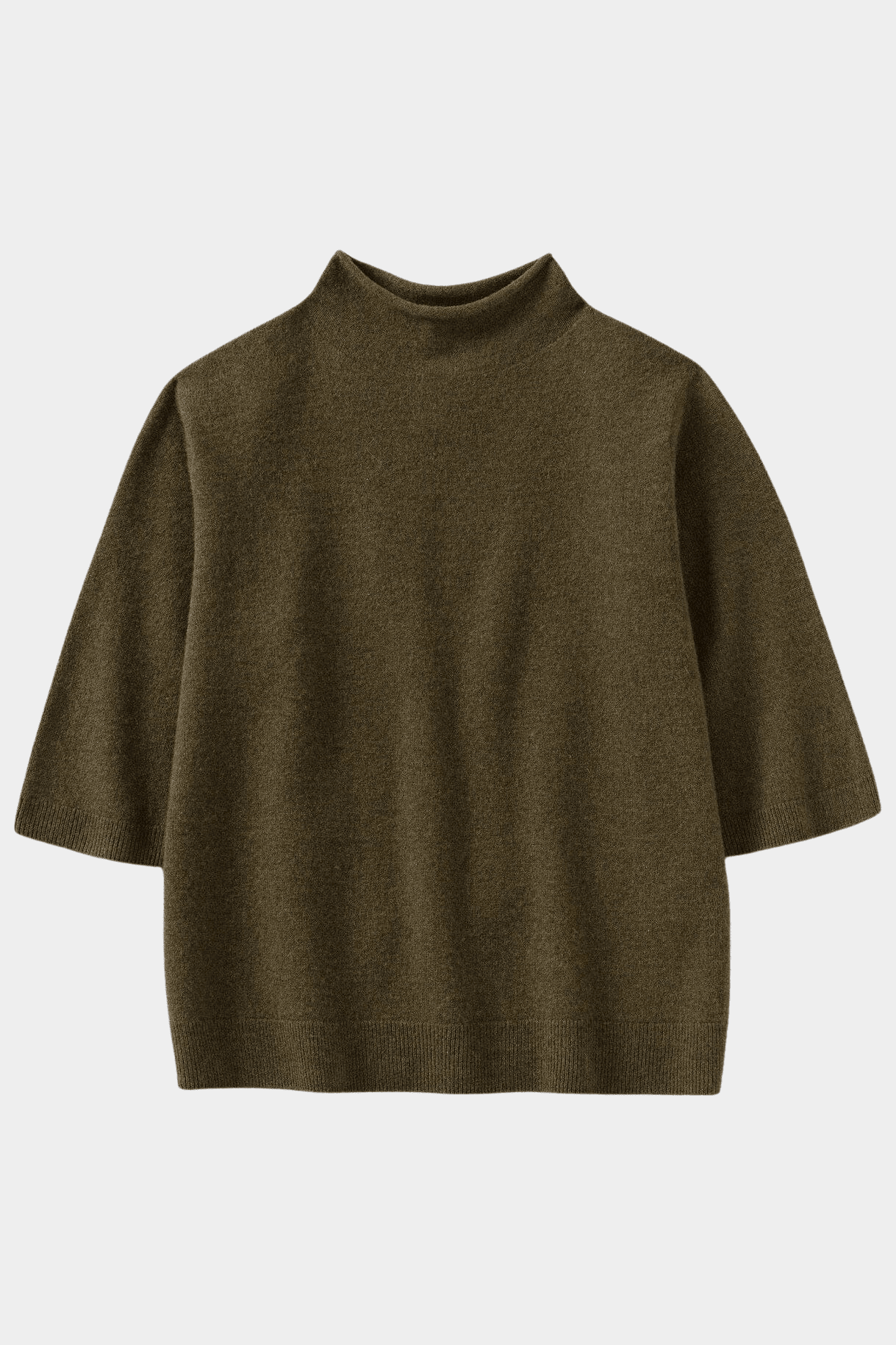 TOAST | Fine Wool Cashmere Half Sleeve Sweater In Olive Melange - SHOP YUCCA Sweater TOAST - YUCCA 