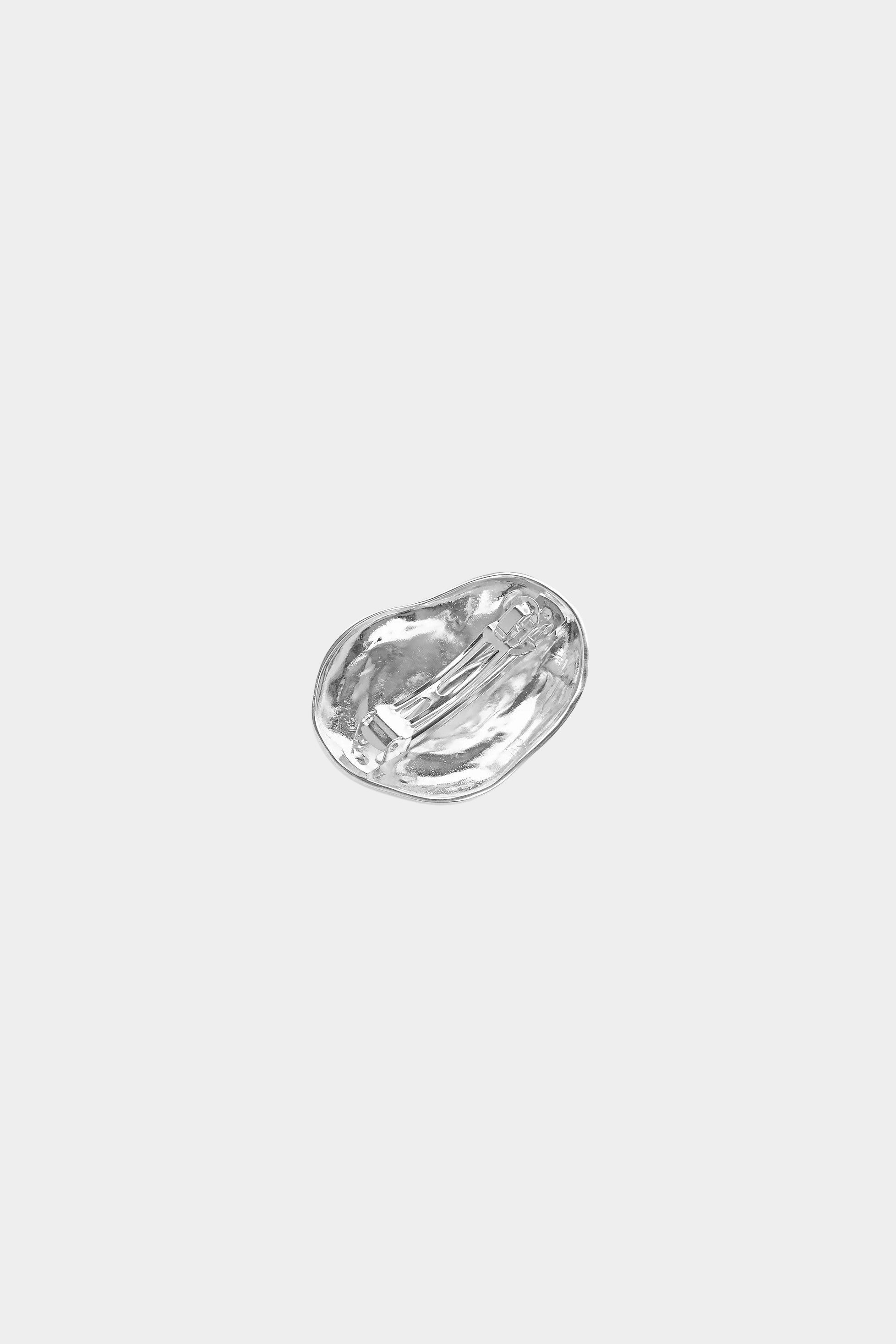Bean Barrette Silver Wolf Circus back view polished metal hair clip closure detail