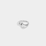 Bean Ring Sterling Silver Wolf Circus polished dome ring flat lay