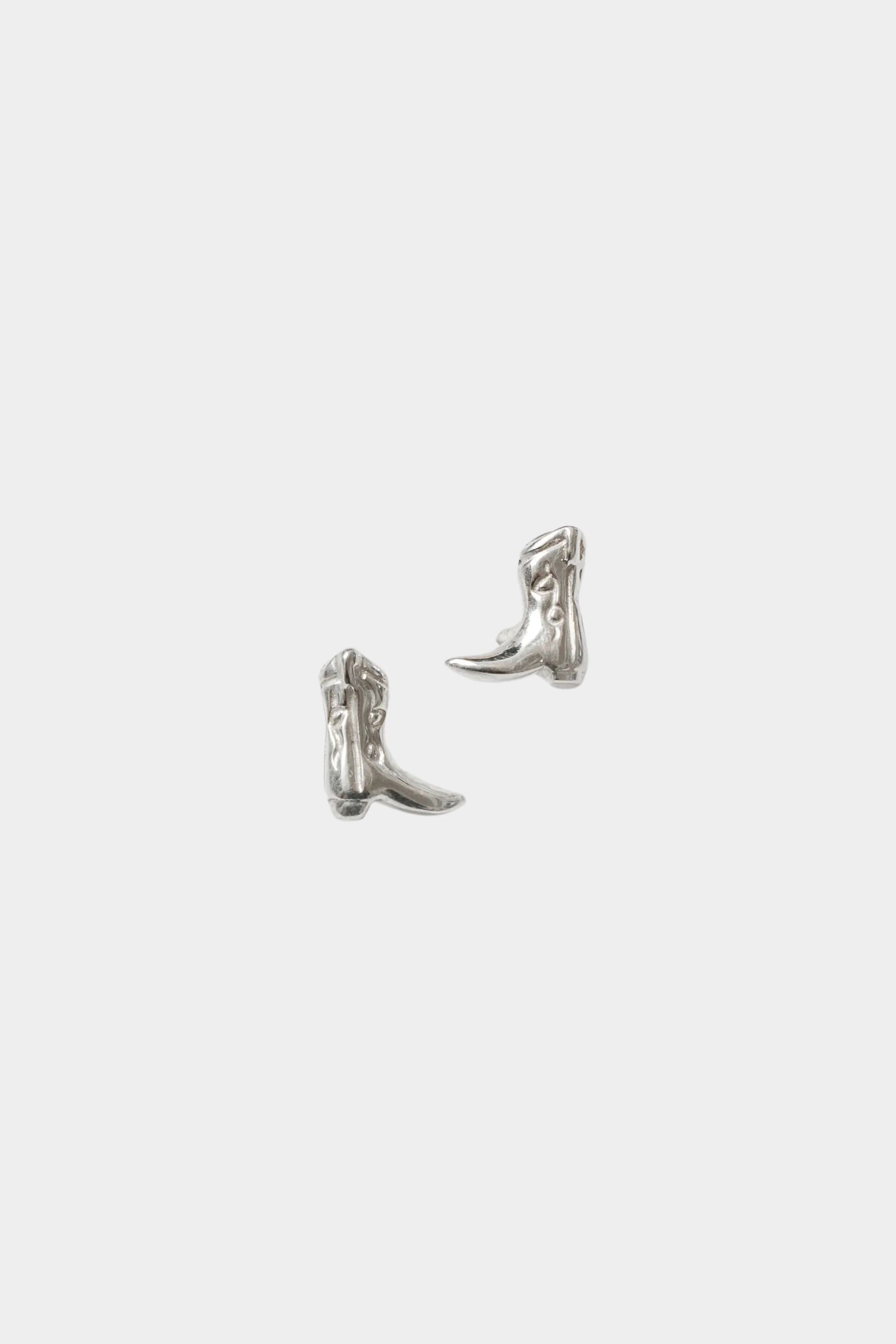Cowboy Boot Charm Studs Silver Wolf Circus sterling silver cowboy boot stud earrings product flat lay