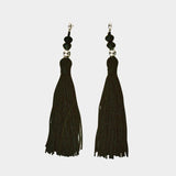 Miriam Earrings in sterling silver Wolf Circus flat lay black tassel earrings