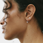 Small Sage Earrings Sterling Silver Wolf Circus side profile worn minimal drop earrings