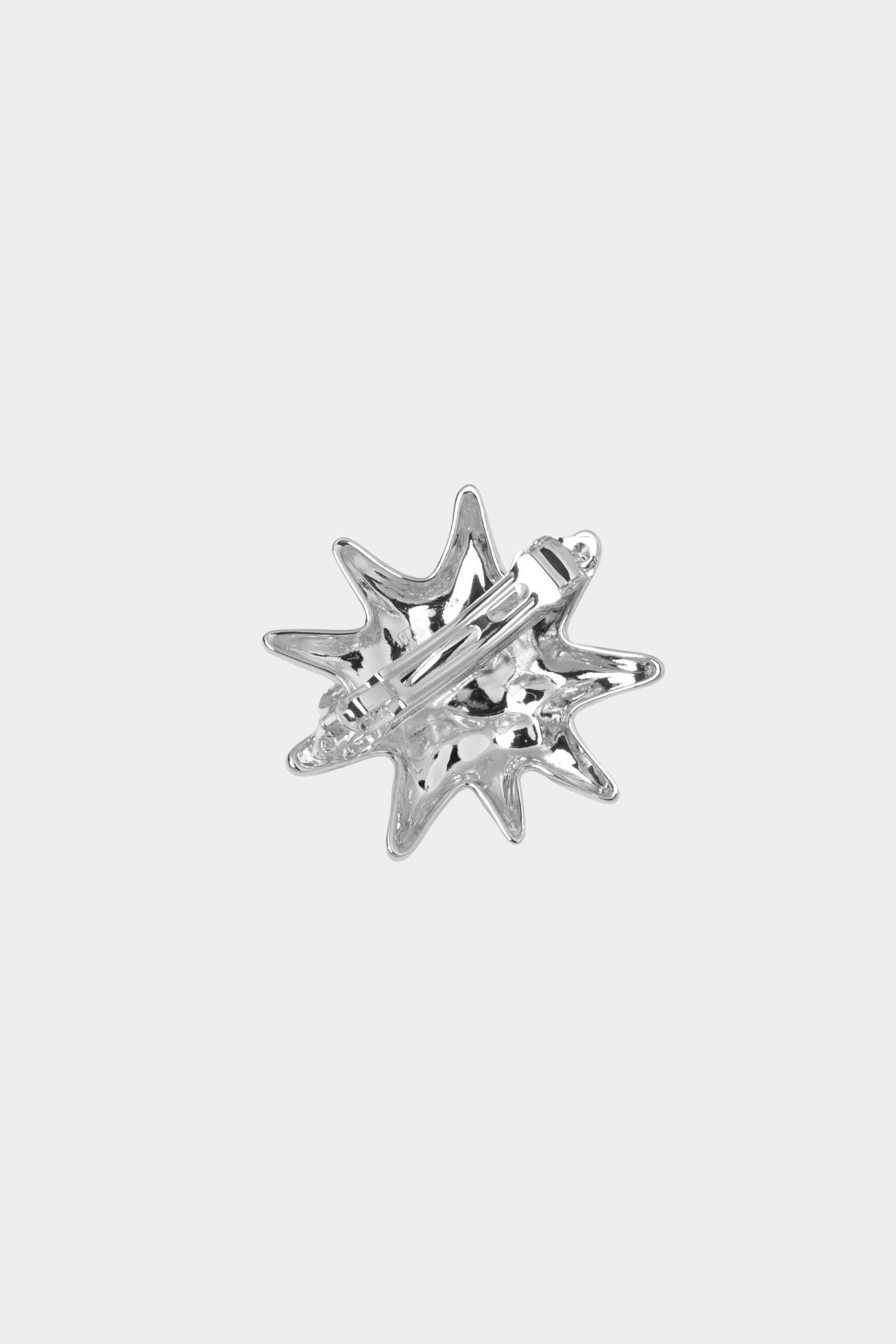 Back view silver barrette hair clip clasp and closure detail
